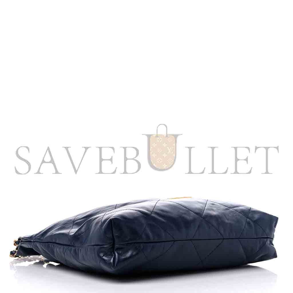Ch*el master shiny calfskin quilted Ch*el 22 navy blue (42*39*8cm)